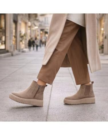 JANA 25463 BOTINES VEGANOS TAUPE CON CREMALLERA