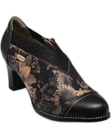 LAURA VITA ELCODIEO-42 STIVALETTI CON TACCO ALTO IN PELLE NERA CON STAMPA FLOREALE NEGRO