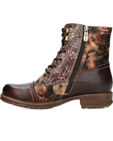 BOTINES DE PIEL LAURA VITA ANITAO-10 MARRÓN FLORAL MARRON