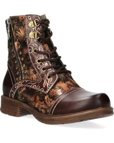 BOTINES DE PIEL LAURA VITA ANITAO-10 MARRÓN FLORAL MARRON