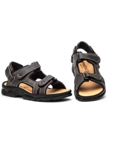 MORXIVA Sandalias de piel para hombre con correa desmontable modelo 7009 NEGRO