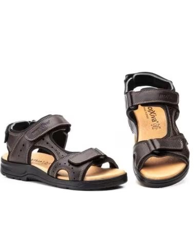 MORXIVA SANDALES EN CUIR POUR HOMME MODÈLE 37007TG EN GRANDES TAILLES MARRóN