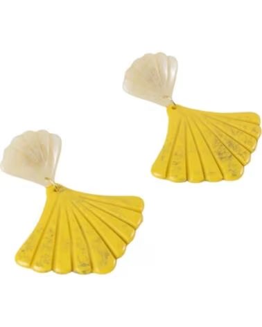 LATIDO PENDIENTES EN ABANICO COLOR AMARILLO