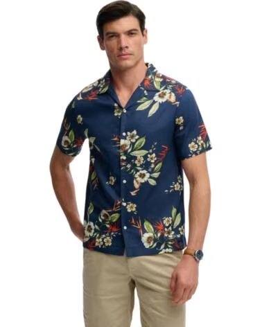 SUPERDRY BEDRUCKTES KURZARMHEMD AZUL