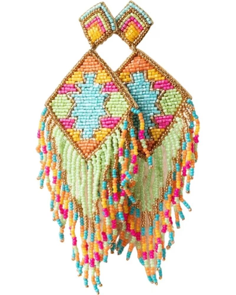 LATIDO PENDIENTES MULTICOLORES CON CUENTAS TURQUESAS TURQUESA