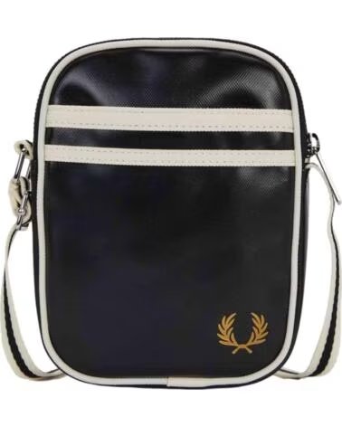 FRED PERRY CLASSIC SMALL SIDE BAG BLACK STRIPES NEGRO