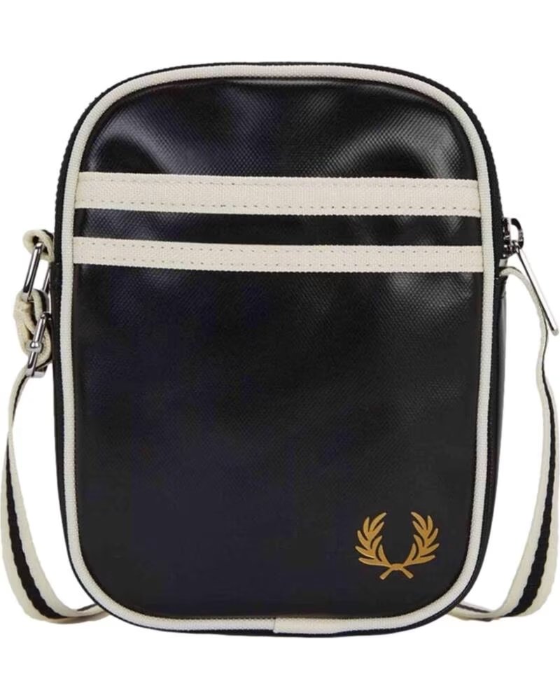 FRED PERRY CLASSIC SMALL SIDE BAG BLACK STRIPES NEGRO