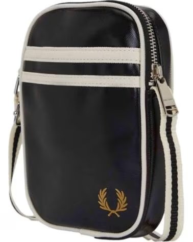 FRED PERRY CLASSIC SMALL SIDE BAG BLACK STRIPES NEGRO