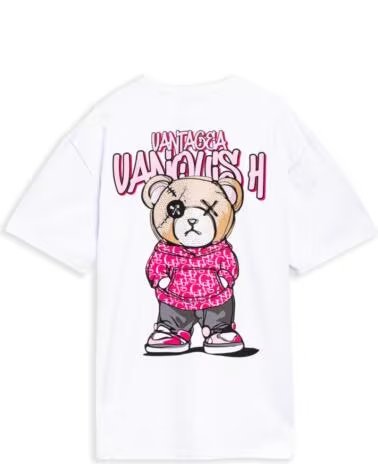 CAMISETA OVER STREET URBAN BEAR OVERSIZED BLANCO