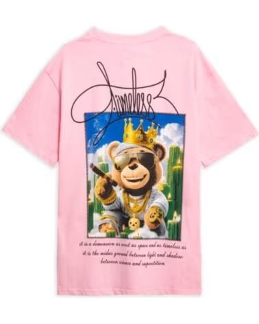 CAMISETA OVER STREET AREA ZERO TIMELESS BEAR OVERSIZED ROSA
