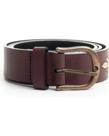 CINTURA IN PELLE MARRONE CON RICAMI PURAPIEL BORDBELT BROWN