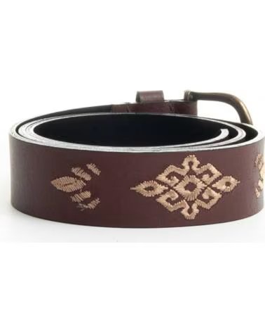 CINTURA IN PELLE MARRONE CON RICAMI PURAPIEL BORDBELT BROWN