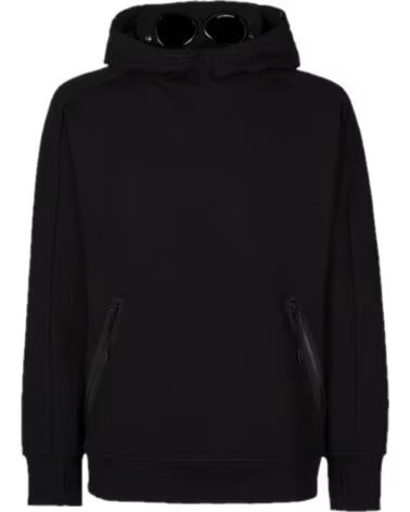 CP COMPANY DIAGONAL RAISED FLEECE GOGGLE SWEATSHIRT COM CAPUZ BLACK