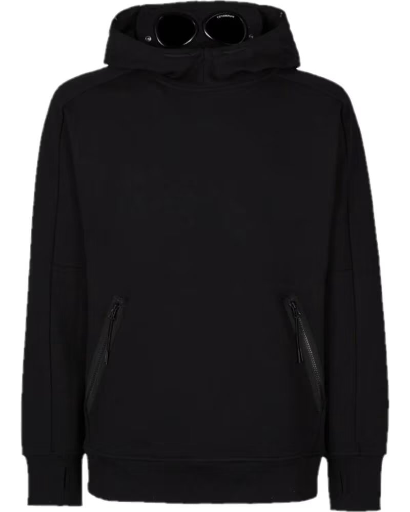 CP COMPANY DIAGONAL RAISED FLEECE GOGGLE SWEATSHIRT COM CAPUZ BLACK