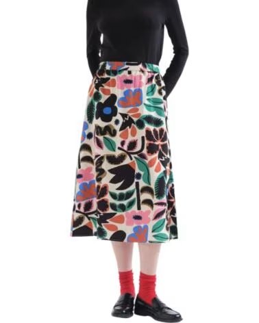 COMPAÑÍA FANTÁSTICA FALDAS MIDI PARA MUJER CON ESTAMPADO FLORAL MULTICOLOR