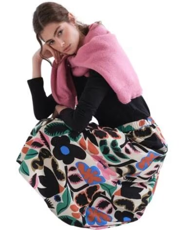 COMPAÑÍA FANTÁSTICA FALDAS MIDI PARA MUJER CON ESTAMPADO FLORAL MULTICOLOR