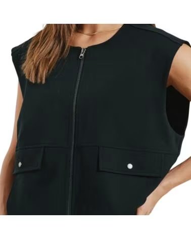 FREQUENT GILET DA DONNA CON CERNIERA E TASCHE NEGRO