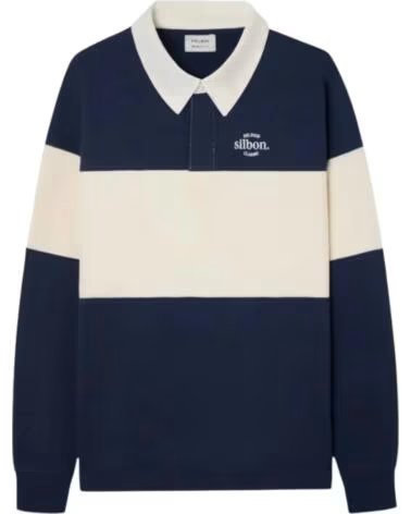 SILBON HERREN SWEATSHIRT MIT POLOKRAGEN UND FARBLÖCKEN AZUL