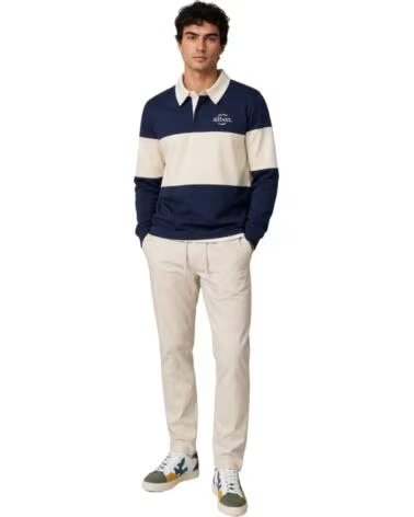 SILBON HERREN SWEATSHIRT MIT POLOKRAGEN UND FARBLÖCKEN AZUL
