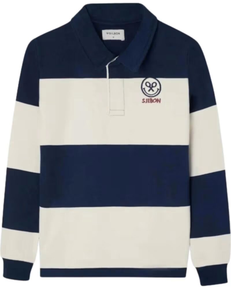 SILBON SWEAT-SHIRT RAYÉ À COL POLO POUR GARÇON MULTICOLOR