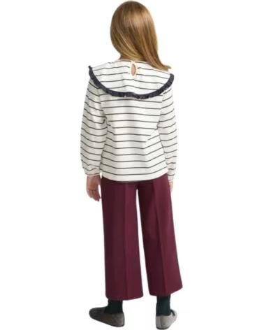 SILBON T-SHIRT FILLE RAYÉ COL VOLANT BRODÉ MULTICOLOR