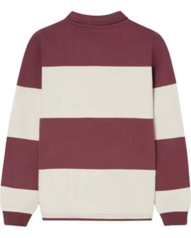 KINDER-POLOSWEATSHIRT VON SILBON IM STREIFENDESIGN IN BORDEAUX UND NATURWEISS MULTICOLOR