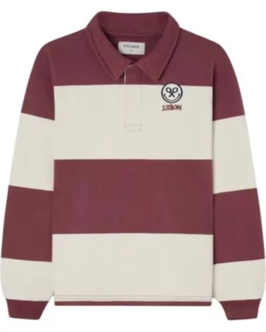 SWEAT-SHIRT STYLE POLO ENFANT SILBON À RAYURES BORDEAUX ET ÉCRU MULTICOLOR