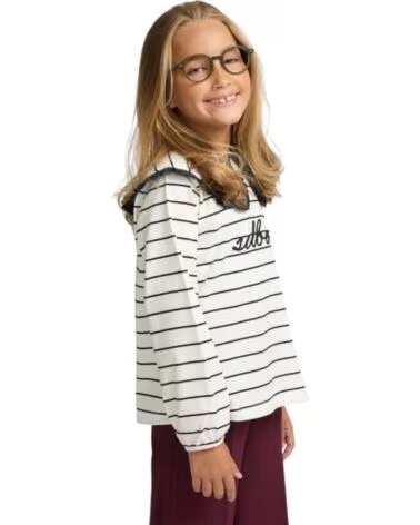 SILBON T-SHIRT FILLE RAYÉ COL VOLANT BRODÉ MULTICOLOR