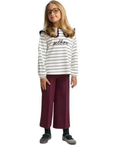 SILBON T-SHIRT FILLE RAYÉ COL VOLANT BRODÉ MULTICOLOR