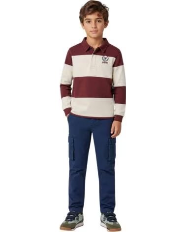 KINDER-POLOSWEATSHIRT VON SILBON IM STREIFENDESIGN IN BORDEAUX UND NATURWEISS MULTICOLOR