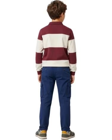 KINDER-POLOSWEATSHIRT VON SILBON IM STREIFENDESIGN IN BORDEAUX UND NATURWEISS MULTICOLOR