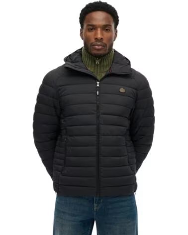 SUPERDRY GIACCA TRAPUNTATA CON CAPPUCCIO DA UOMO NEGRO