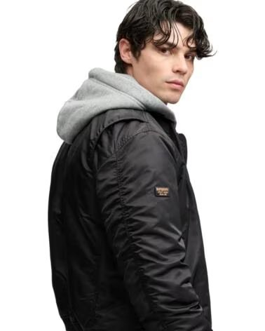 SUPERDRY CASACO BOMBER COM CAPUZ PARA HOMEM NEGRO