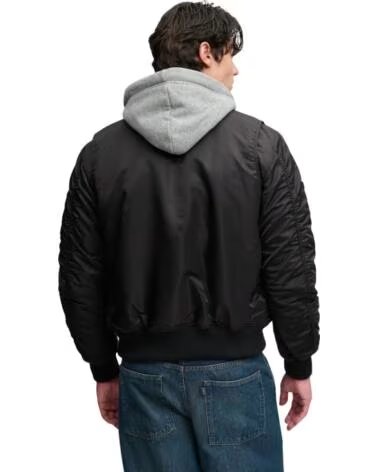SUPERDRY CASACO BOMBER COM CAPUZ PARA HOMEM NEGRO