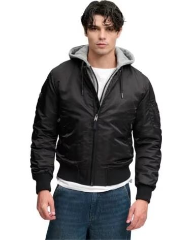 SUPERDRY CASACO BOMBER COM CAPUZ PARA HOMEM NEGRO