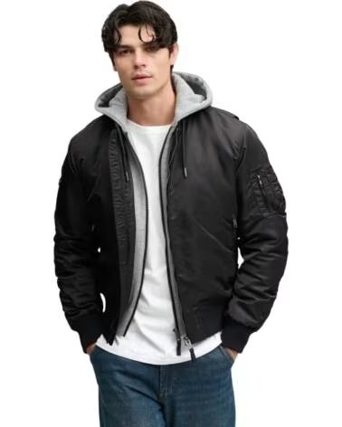 SUPERDRY CASACO BOMBER COM CAPUZ PARA HOMEM NEGRO