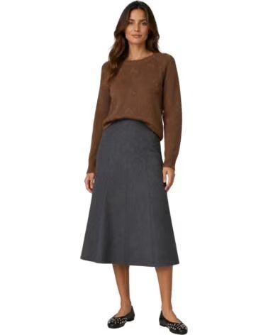 YERSE JUPE MIDI EN MAILLE GRIS