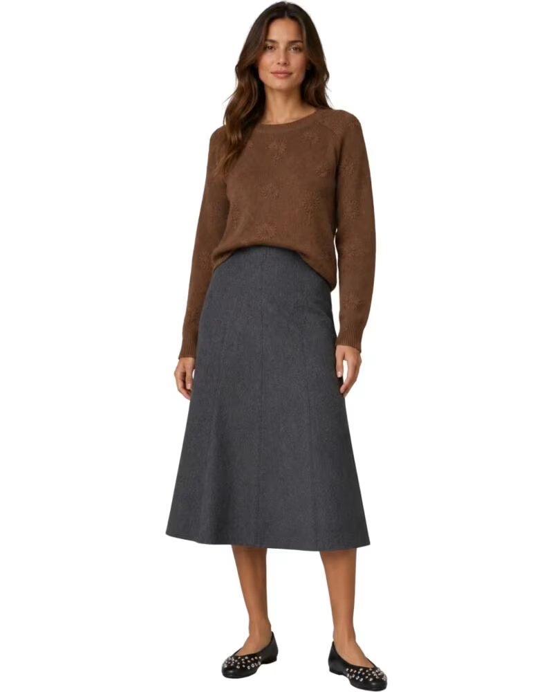 YERSE JUPE MIDI EN MAILLE GRIS