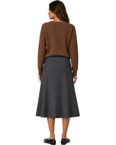 YERSE JUPE MIDI EN MAILLE GRIS