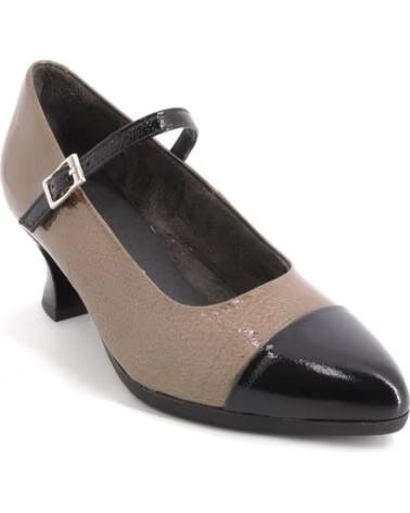PITILLOS 11683 MARY JANES DAMEN SCHWARZ UND TAUPE NEGRO Y