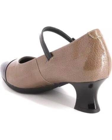 PITILLOS 11683 MARY JANES DAMEN SCHWARZ UND TAUPE NEGRO Y