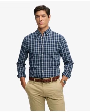 SUPERDRY CAMISA PREPPY POPELÍN CUADROS AZUL MARINO M4011107A-J8V VARIOS COLORES