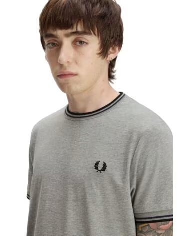 T-SHIRT FRED PERRY TWIN TIPPED GRIS