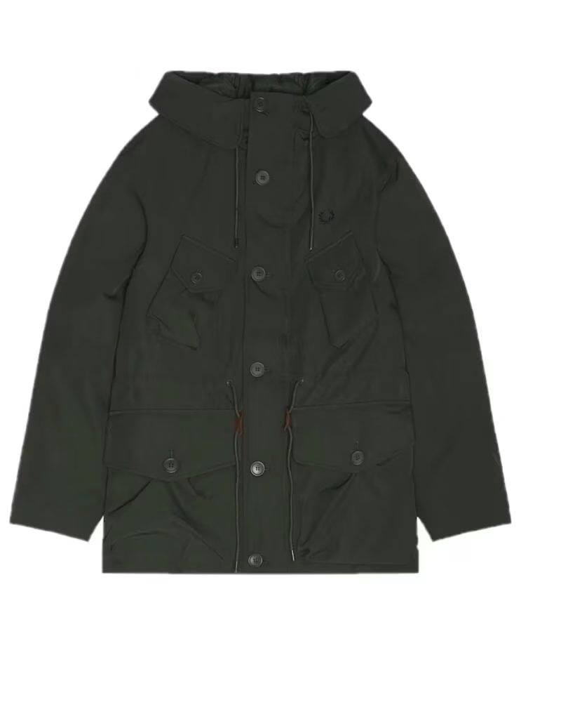 FRED PERRY GESTEPPTE JACKE MIT AUFGESETZTEN TASCHEN VERDE OSCURO