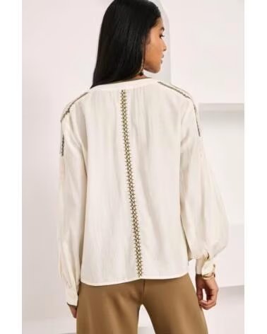 NEKANE NKN BLOUSE FRONCÉE ZAINAB BEIGE