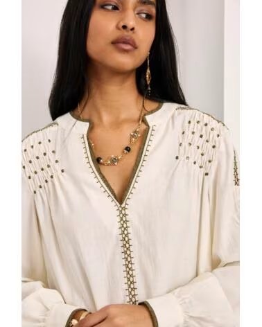 NEKANE NKN BLOUSE FRONCÉE ZAINAB BEIGE