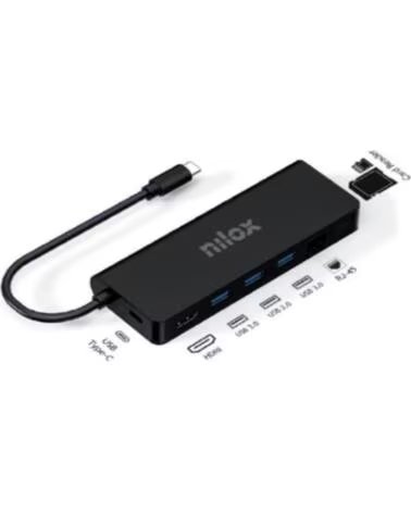 NILOX Dock 3 x usb 3 0 - 1 x usb tipo c - 1 x hdmi 4k - 1 x rj45 - sd - micro sd salida usb tipo c
