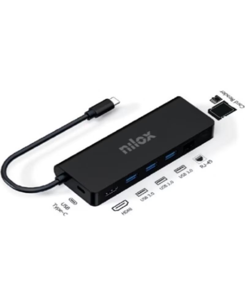 NILOX Dock 3 x usb 3 0 - 1 x usb tipo c - 1 x hdmi 4k - 1 x rj45 - sd - micro sd salida usb tipo c