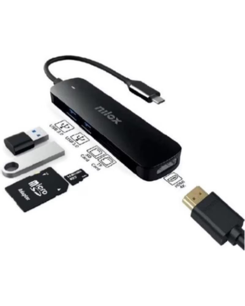 NILOX Dock 1 x usb tipo c - 2 x usb 3 0 - sd - micro sd salida usb tipo c