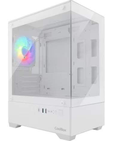 COOLBOX Caja ordenador gaming gm200 vision lite matx argb cristal templado blanco